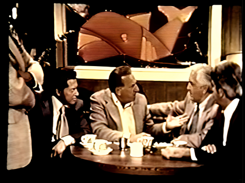 Screencap from 'A Bet On The Right Team' showing the crime scene reflection