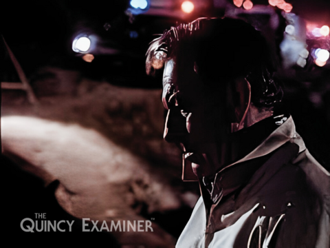 Screencap from 'Night To Raise the Dead' showing crime scene reflection